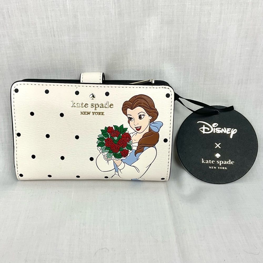 kate spade Disney Wallet Beauty and the Beast Medium Compact Bifold Wallet NWT